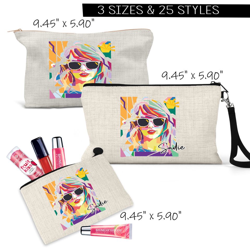 Personalized Cotton Cosmetic Bags, Pencil Bag, Makeup/Cosmetic Bag, Back to School Gift