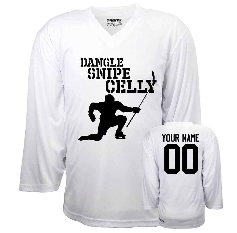 Customizable Dangle, Snipe, Celly Ice Hockey Jersey with Your Player's