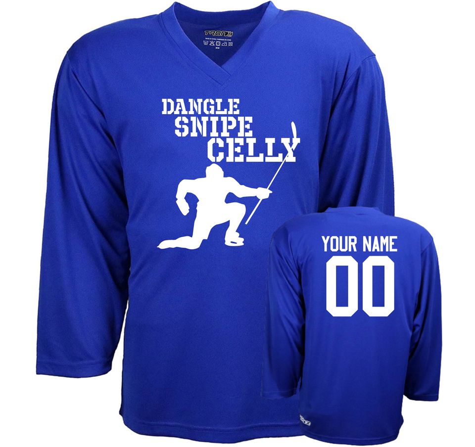 Customizable Dangle, Snipe, Celly Ice Hockey Jersey with Your Player's