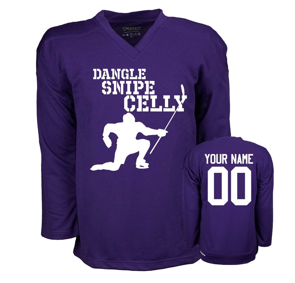 Customizable Dangle, Snipe, Celly Ice Hockey Jersey with Your Player's