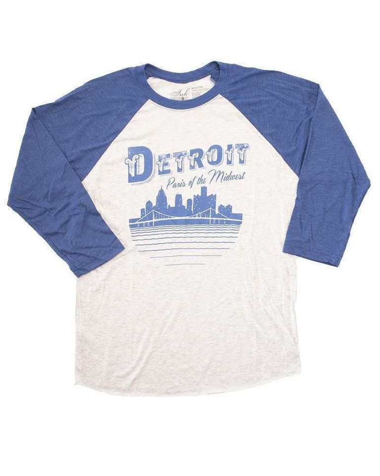Detroit Paris of the Midwest 3/4 Sleeve Baseball T-Shirt