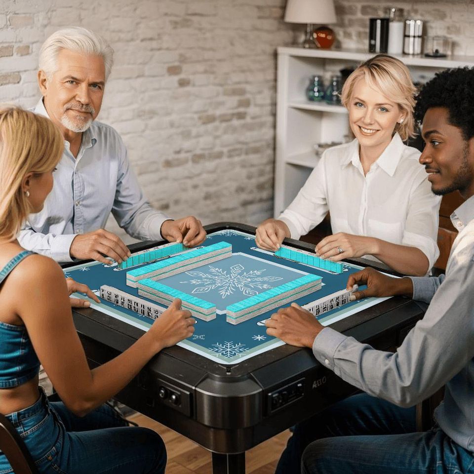 Ski Theme Mahjong Mat, Winter Theme Mahjong Mat, Mah jongg Mat