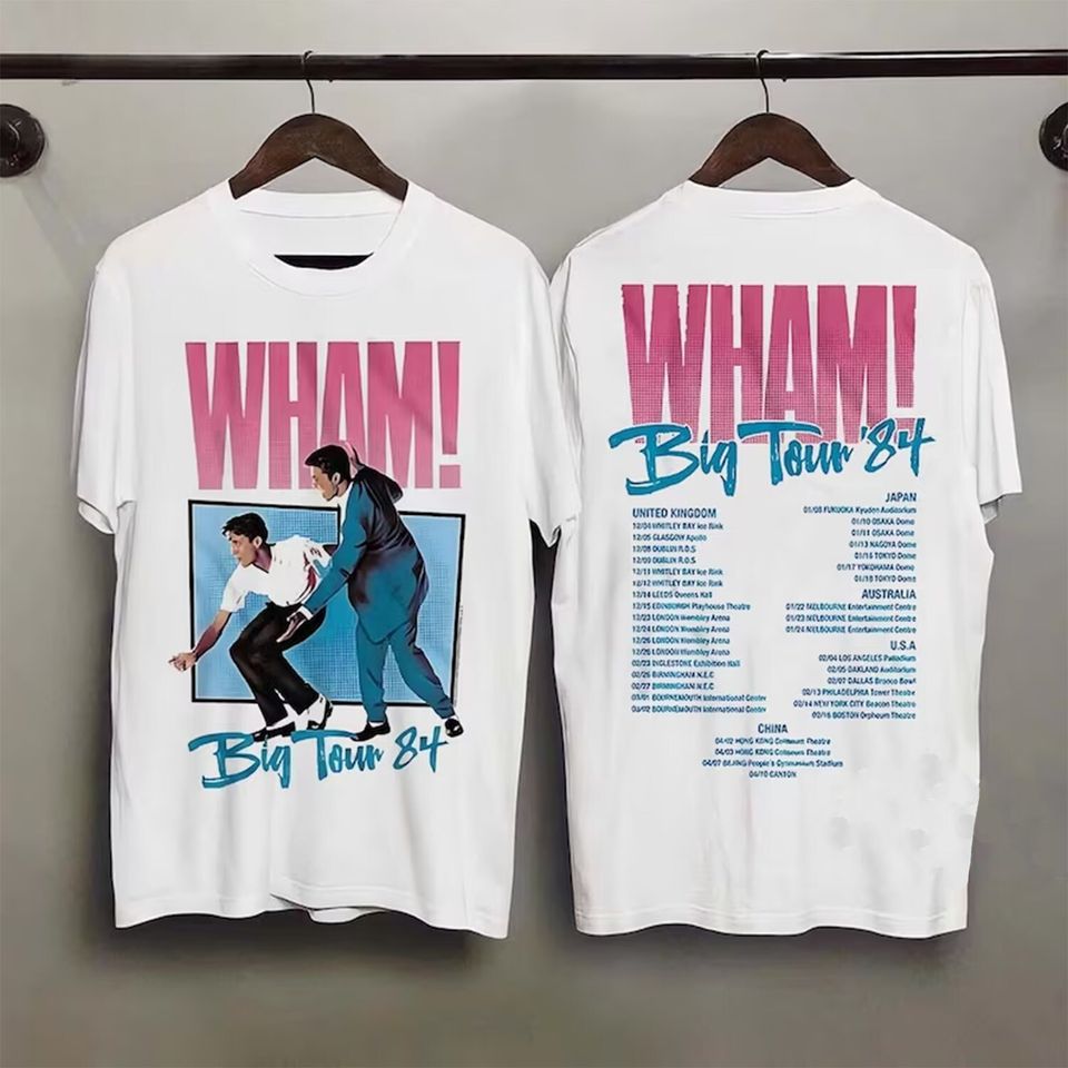 Wham Big Tour White Adult T-Shirt, Wham Shirt, Wham Big Tour Shirt, Vintage 90s Cotton Tshirt