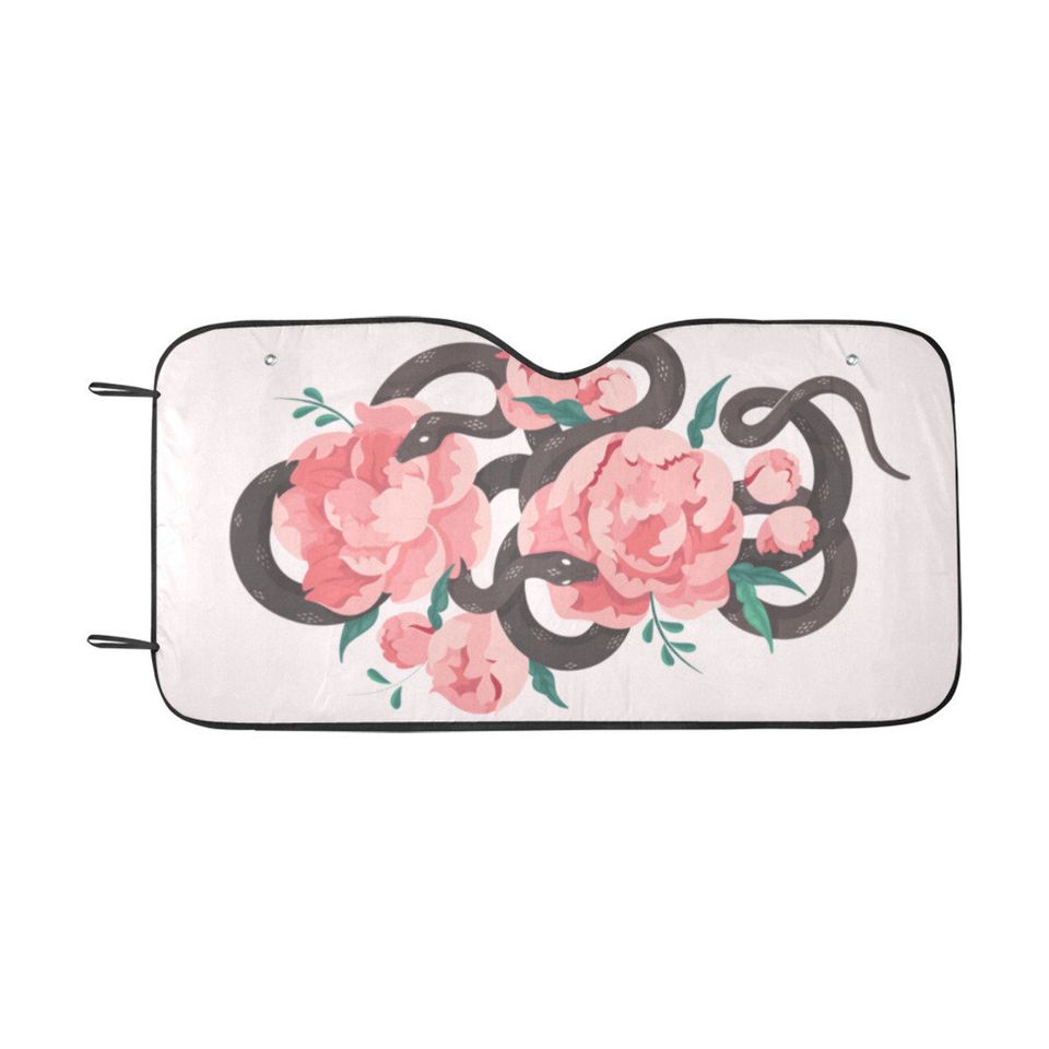 Pink Peony Boho Snake Car sunshade for windshield