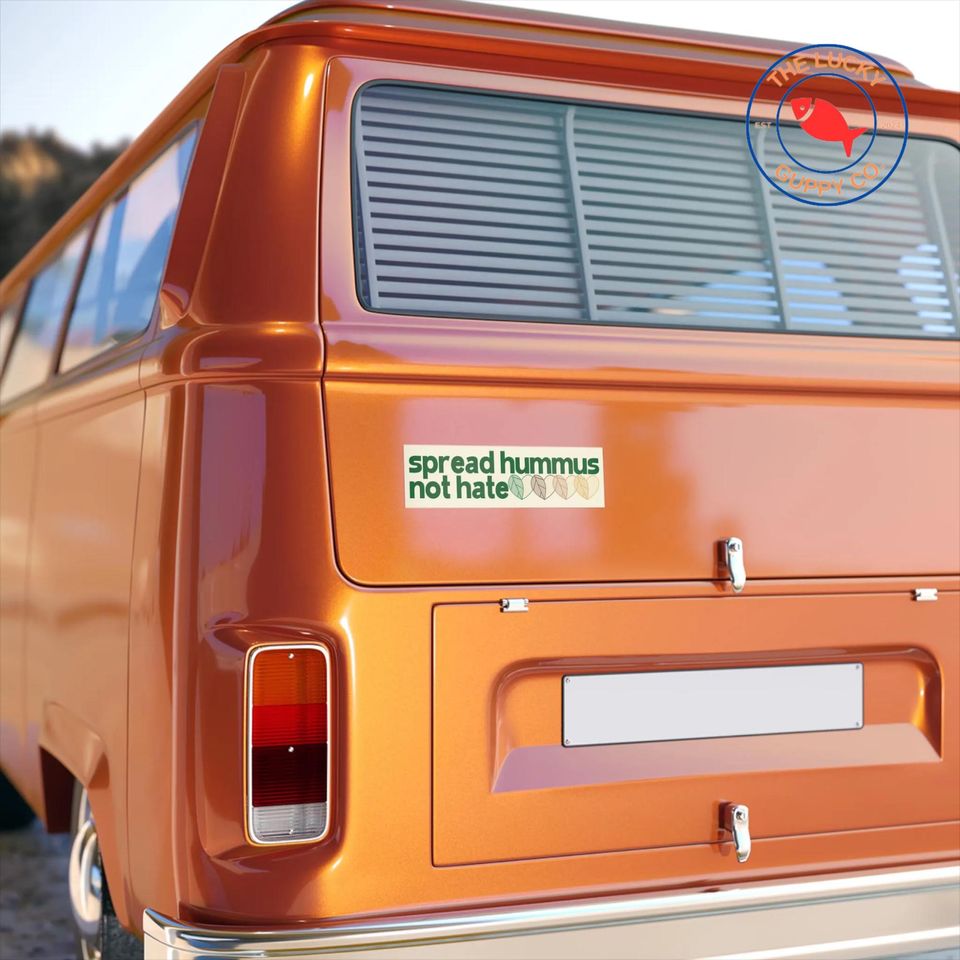 Spread Hummus Not Hate Bumper Sticker, Eat More Vegetables, Eat the Rainbow