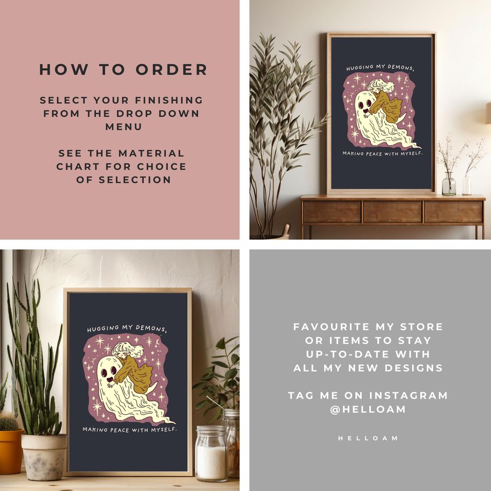 Ghosts Art Print, Cute ghost, ghost Halloween, halloween wall art, self-affirmation
