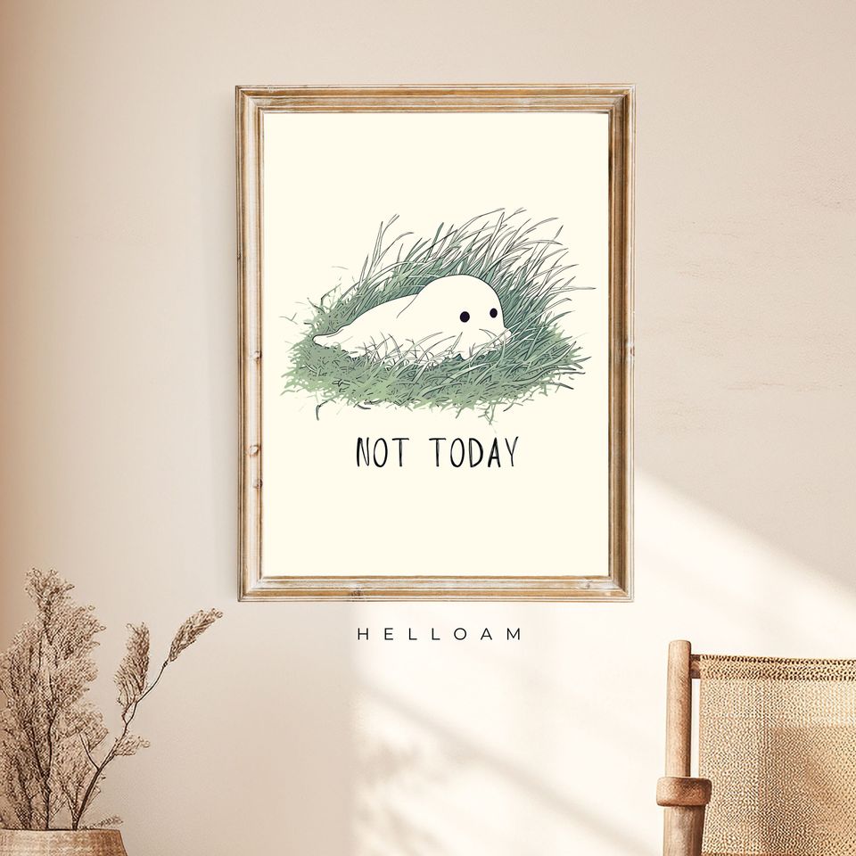 Positive self care poster Ghost Flower Poster Horror Spooky Cute Wall Art Halloween Poster