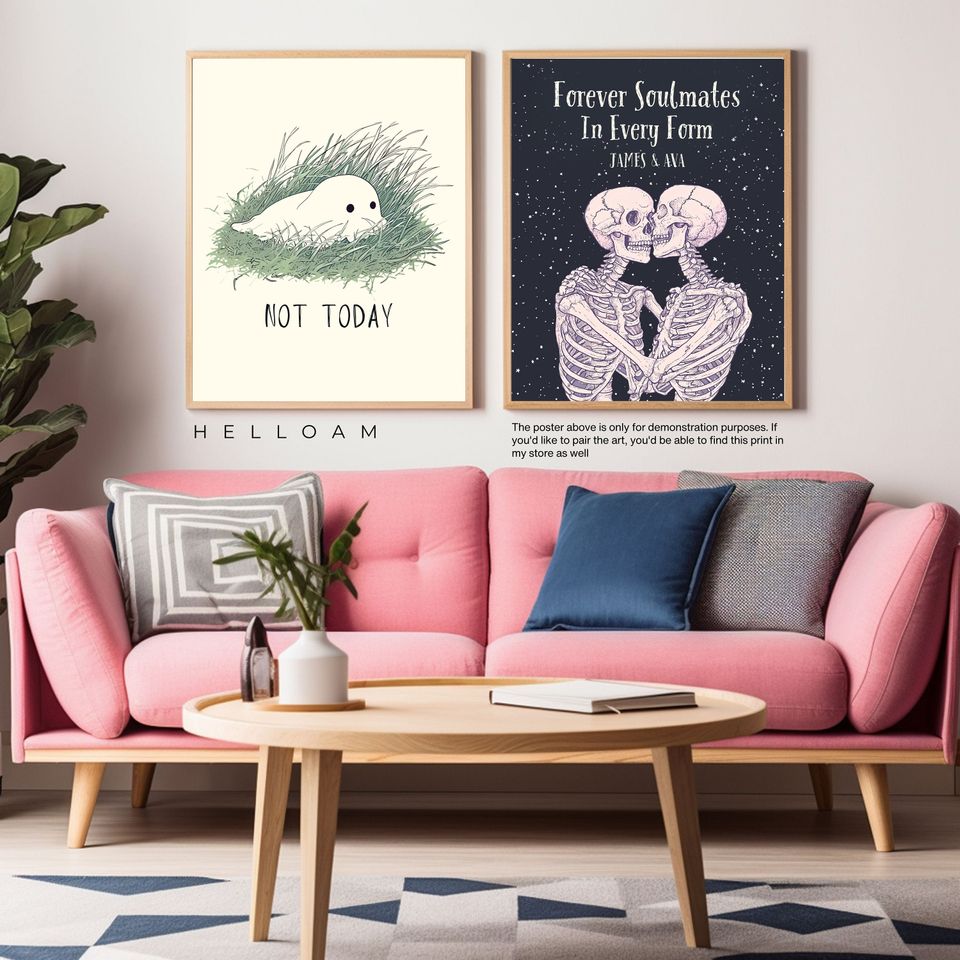 Positive self care poster Ghost Flower Poster Horror Spooky Cute Wall Art Halloween Poster