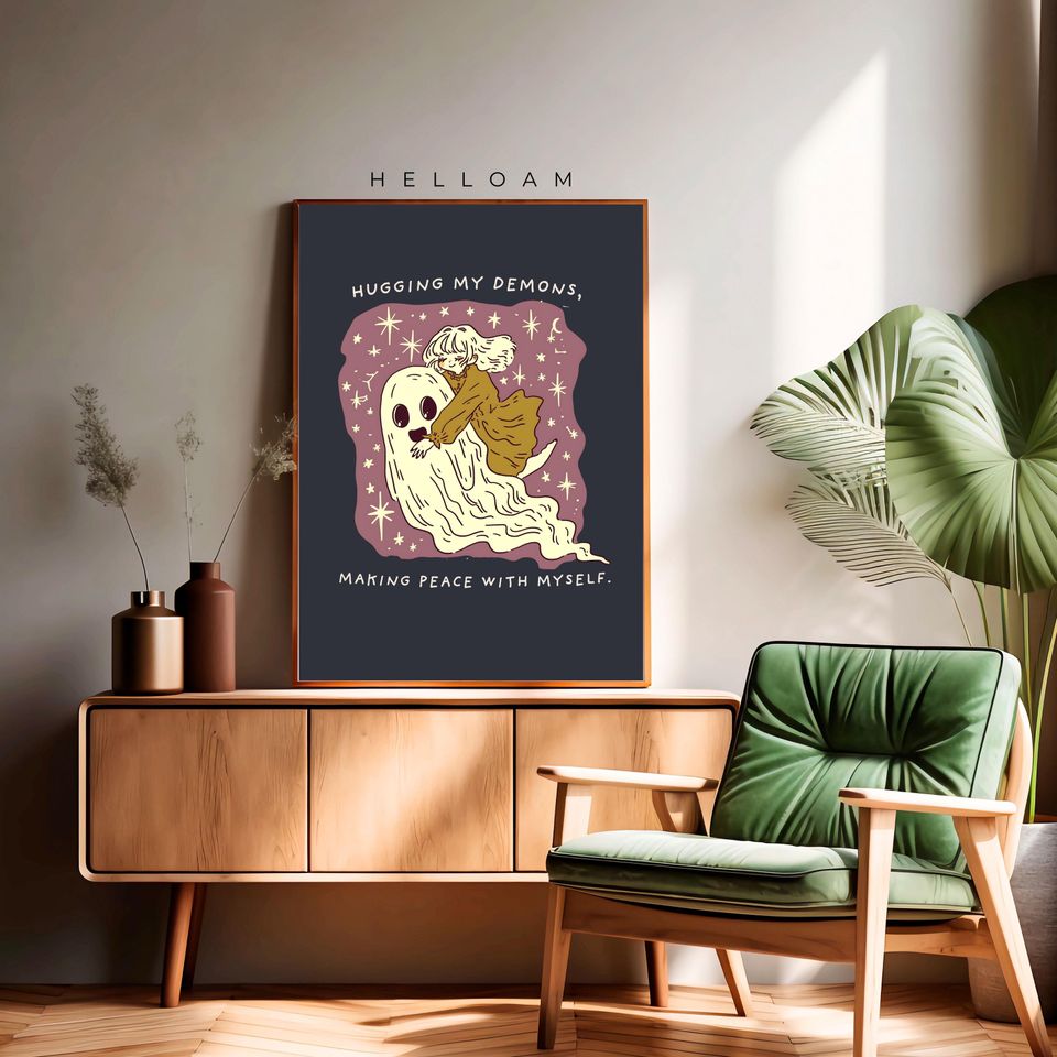 Ghosts Art Print, Cute ghost, ghost Halloween, halloween wall art, self-affirmation