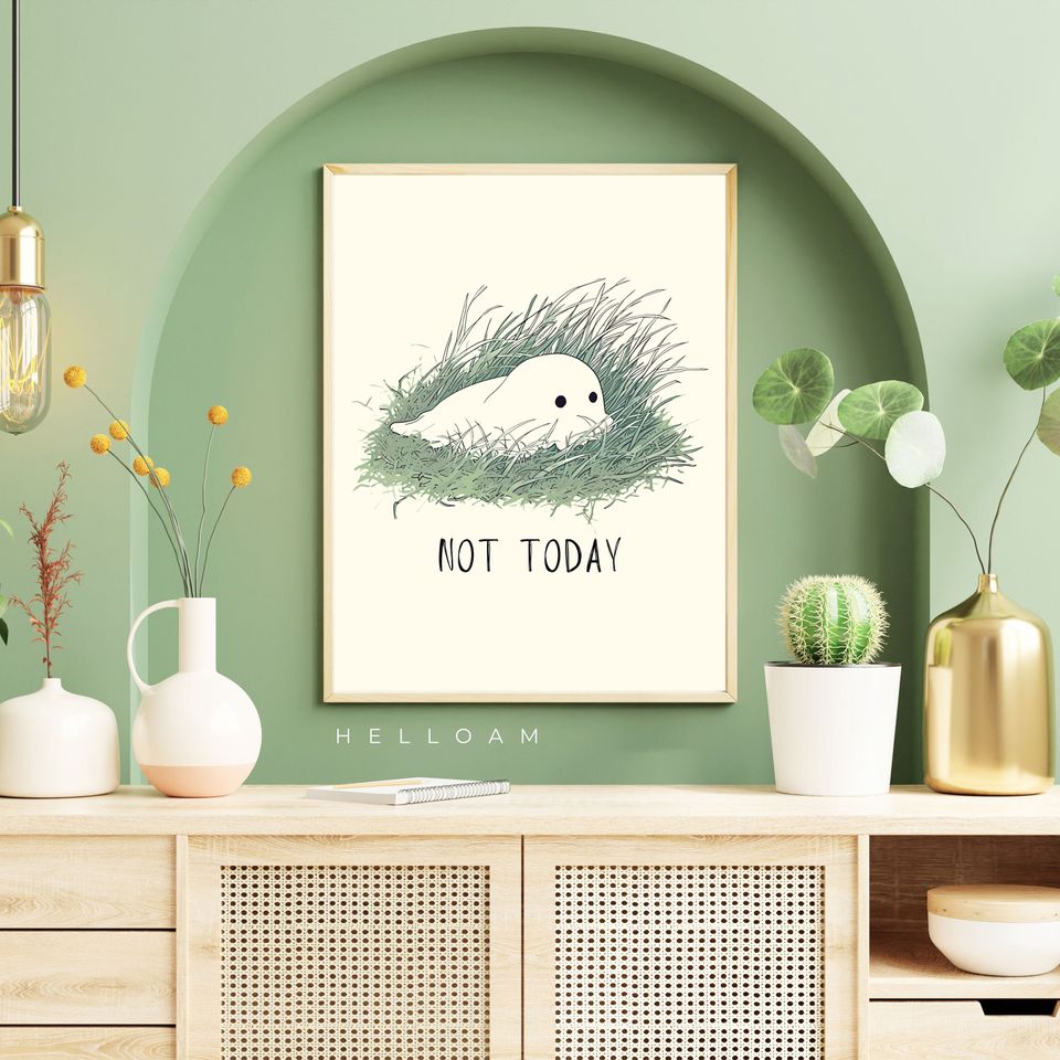 Positive self care poster Ghost Flower Poster Horror Spooky Cute Wall Art Halloween Poster