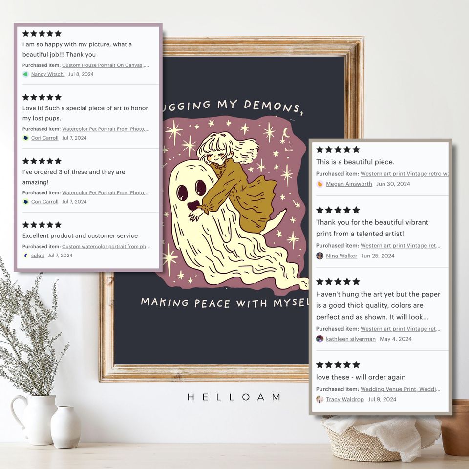 Ghosts Art Print, Cute ghost, ghost Halloween, halloween wall art, self-affirmation