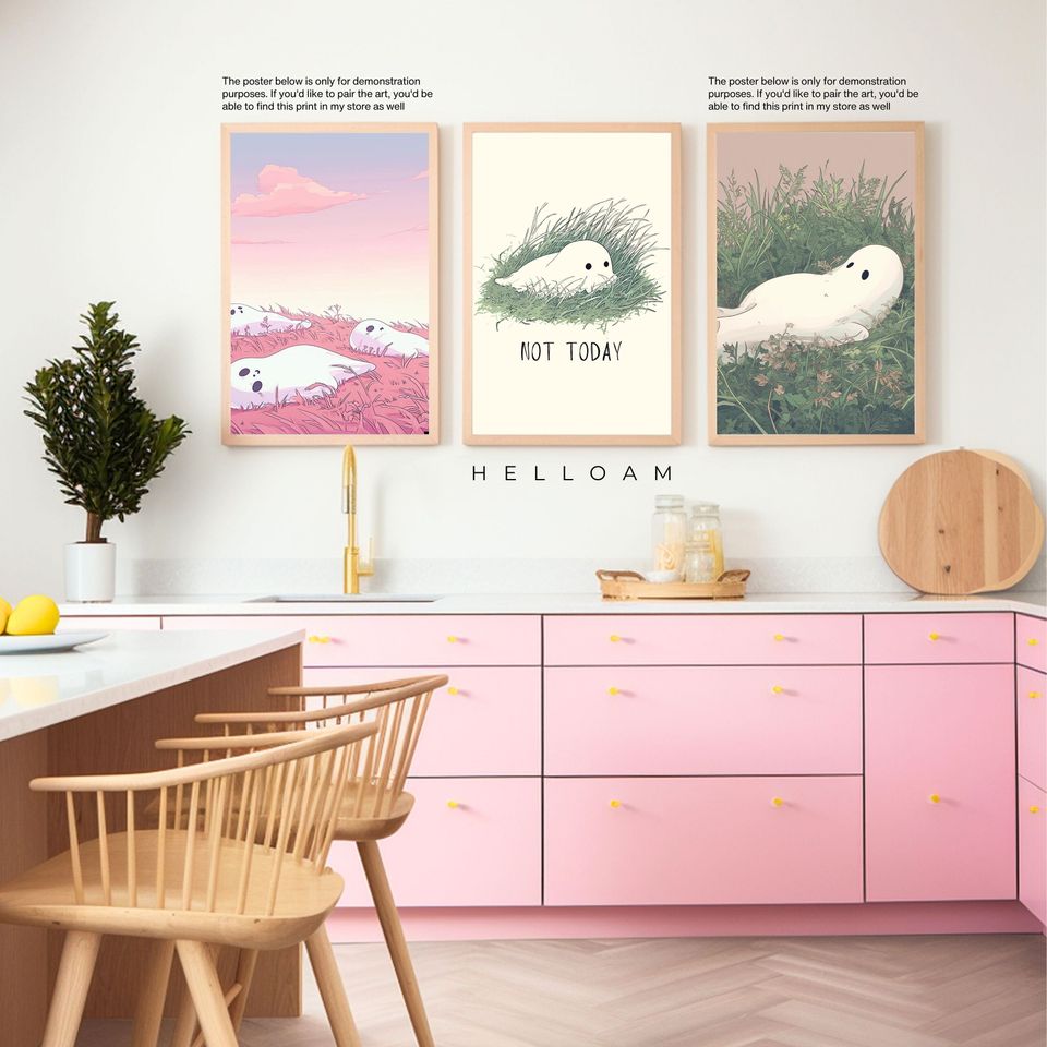 Positive self care poster Ghost Flower Poster Horror Spooky Cute Wall Art Halloween Poster