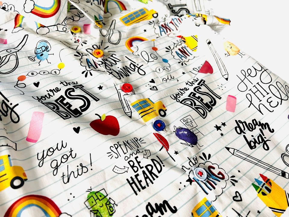 Little Scholar Button Down Short Sleeve Collared Shirt