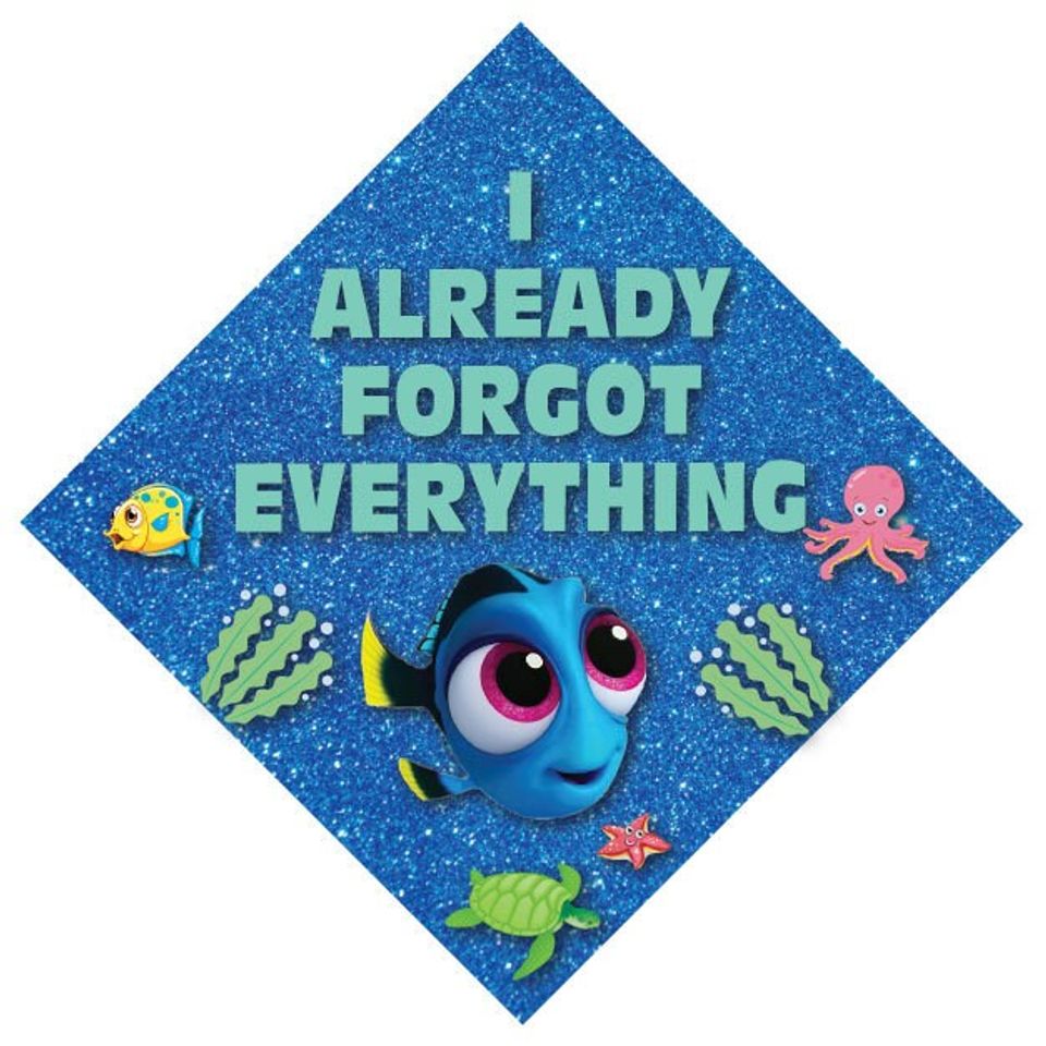 Printed Graduation Cap Topper - Forgot Everything, Finding Nemo Theme