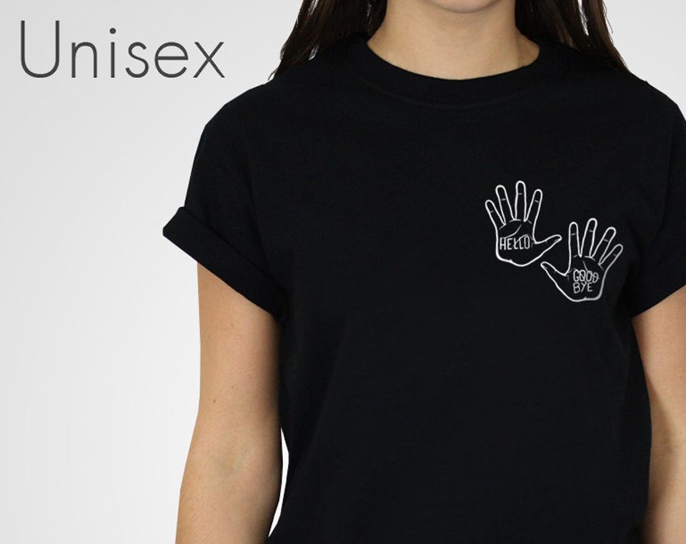 Hello Good bye T-shirt Hand Tattoo Quote Tshirt