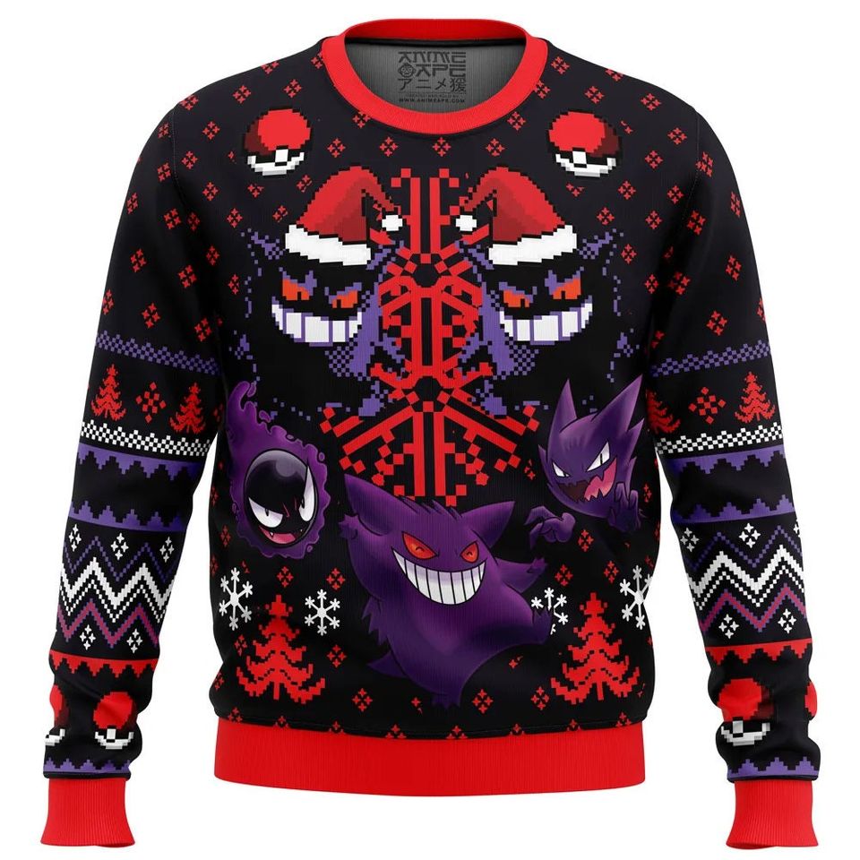 Ghosts Gengar Ghastly Custom Anime Ugly Christmas Sweater