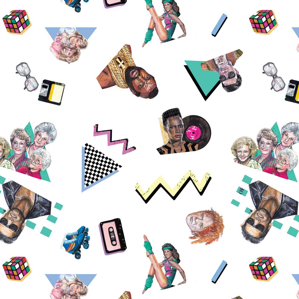 1980s Pop Culture Gift Wrap, Retro Nostalgia