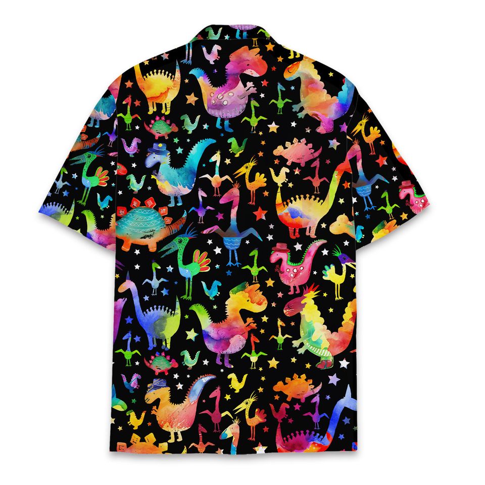 Rainbow Dinosaur Hawaiian Shirts for Men Women