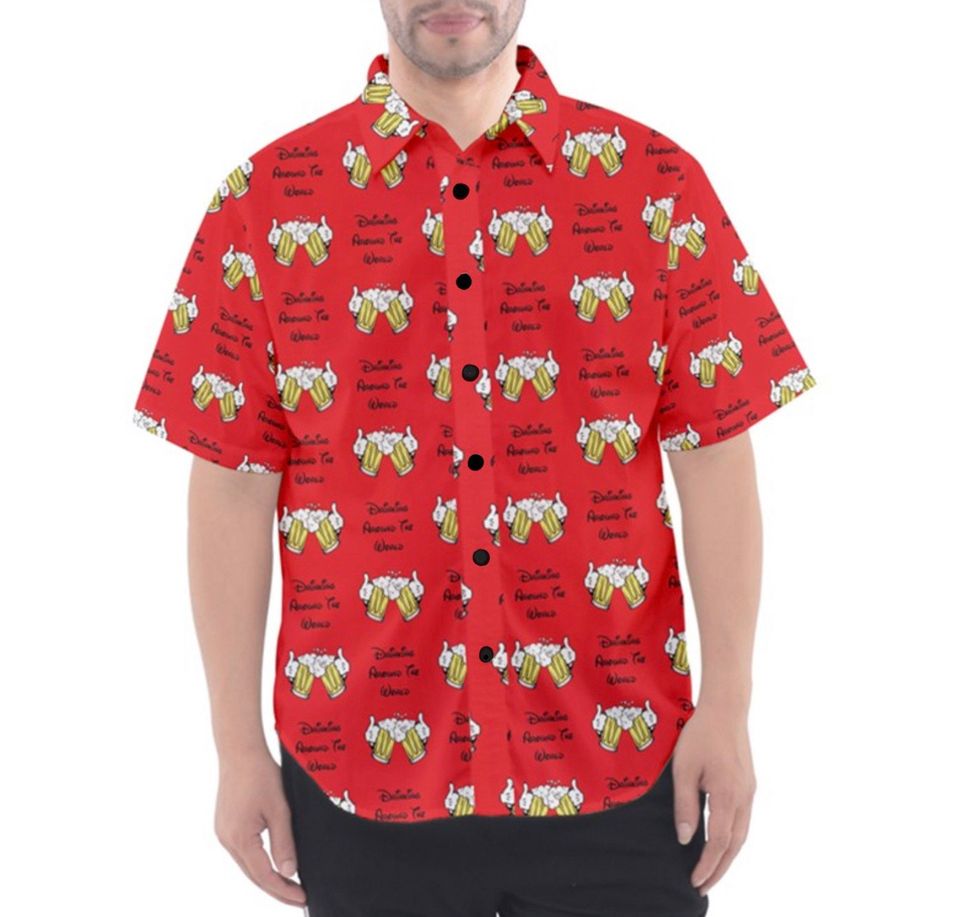 Drinking Around The World Epcot Themed Cheers Print Button Up
