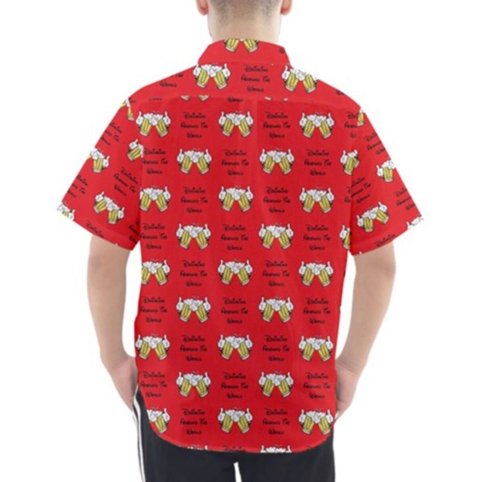 Drinking Around The World Epcot Themed Cheers Print Button Up