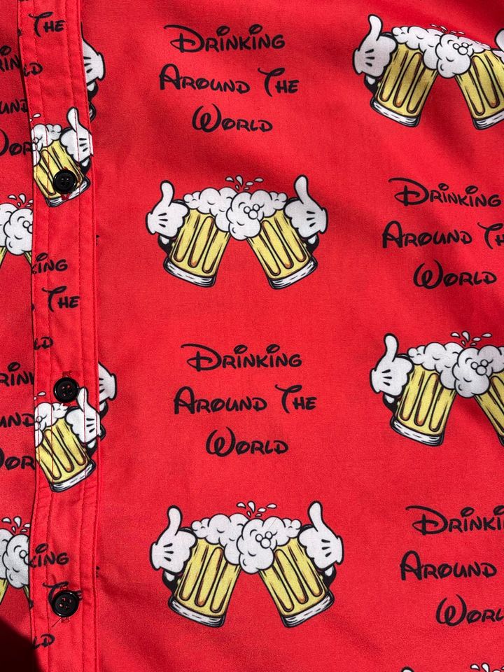 Drinking Around The World Epcot Themed Cheers Print Button Up