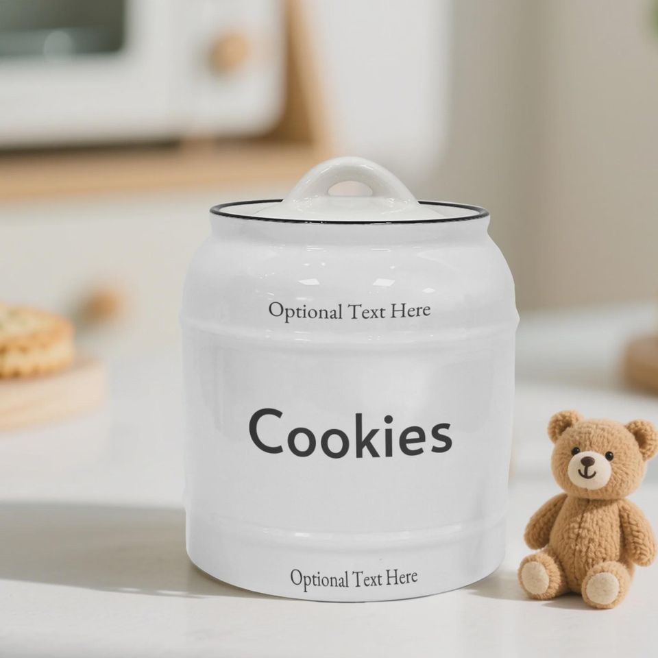 Custom Text Cookie Jar  Personalized Ceramic Airtight Storage with Custom Name or Message, Custom Kitchen Decor, Unique Gift Idea
