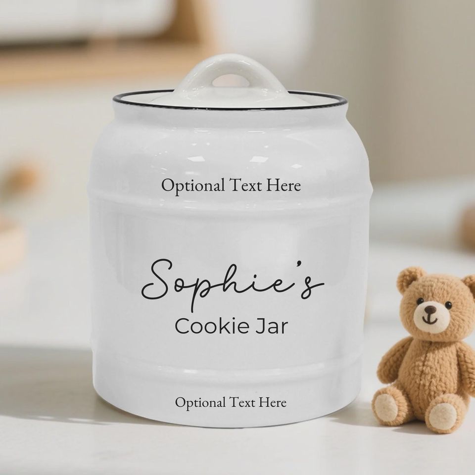 Custom Name Ceramic Cookie Jar  Personalized Gift, Kitchen Airtight Storage