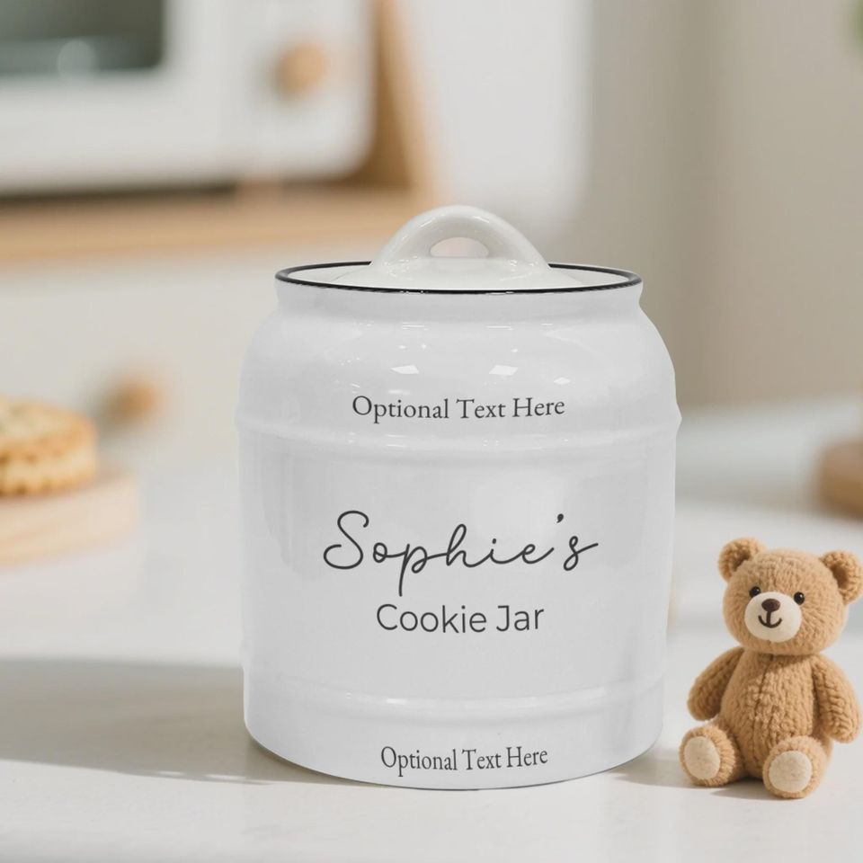 Custom Name Ceramic Cookie Jar  Personalized Gift, Kitchen Airtight Storage
