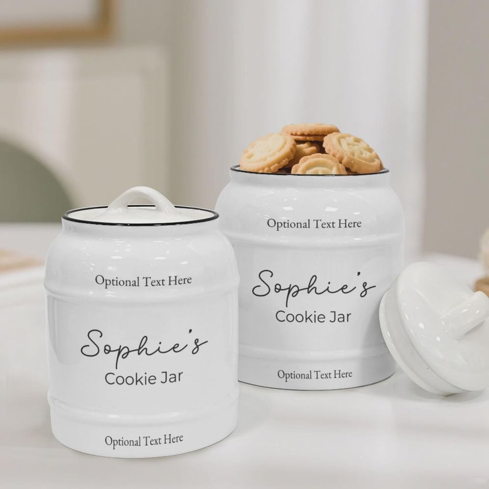 Custom Name Ceramic Cookie Jar  Personalized Gift, Kitchen Airtight Storage