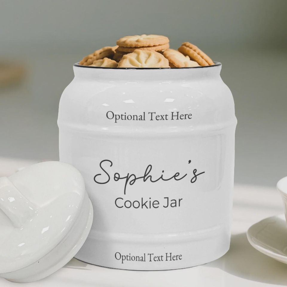 Custom Name Ceramic Cookie Jar  Personalized Gift, Kitchen Airtight Storage