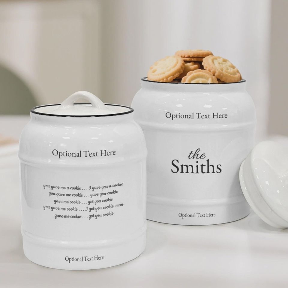 Custom Paragraph Text Ceramic Cookie Jar