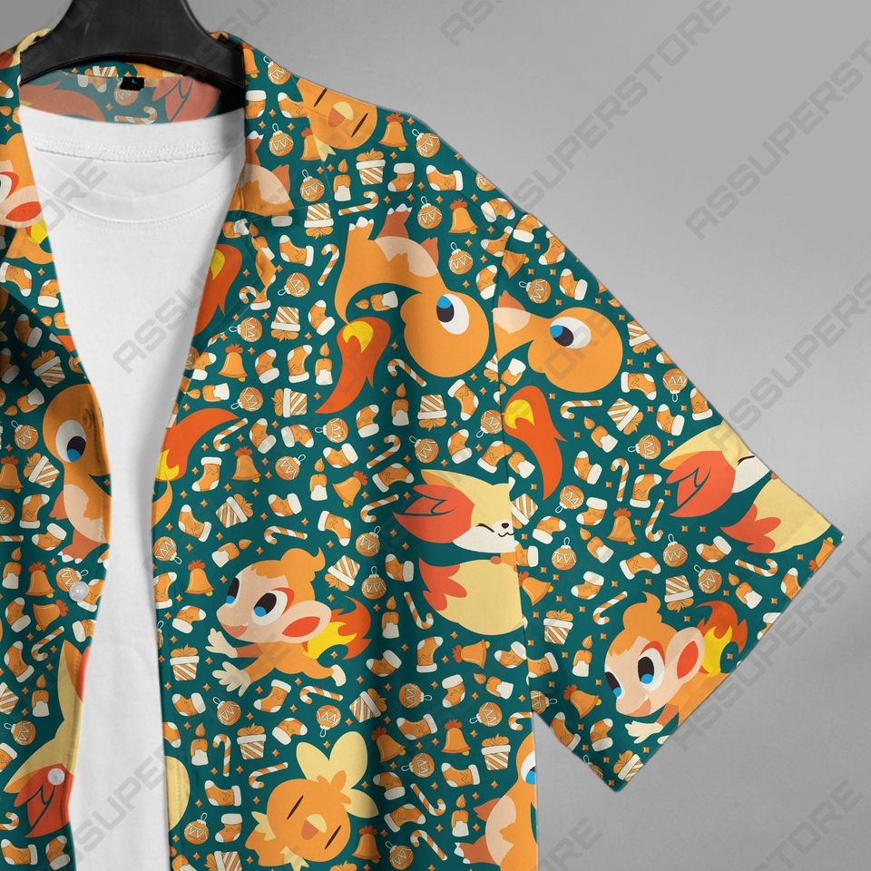 Charmander Hawaiian Button Up Shirt,  Fire Charmander Shirt Gift