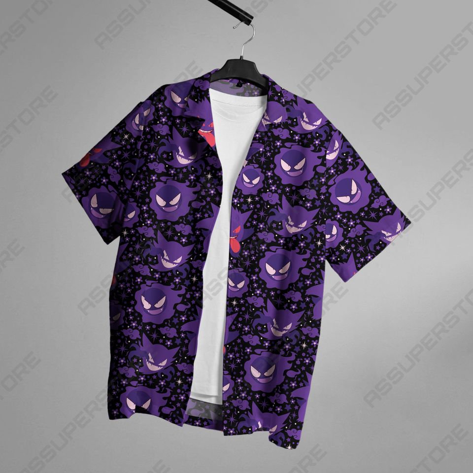 Gengar Pattern Hawaii Shirt, Tropical Beach Hawaii Shirt