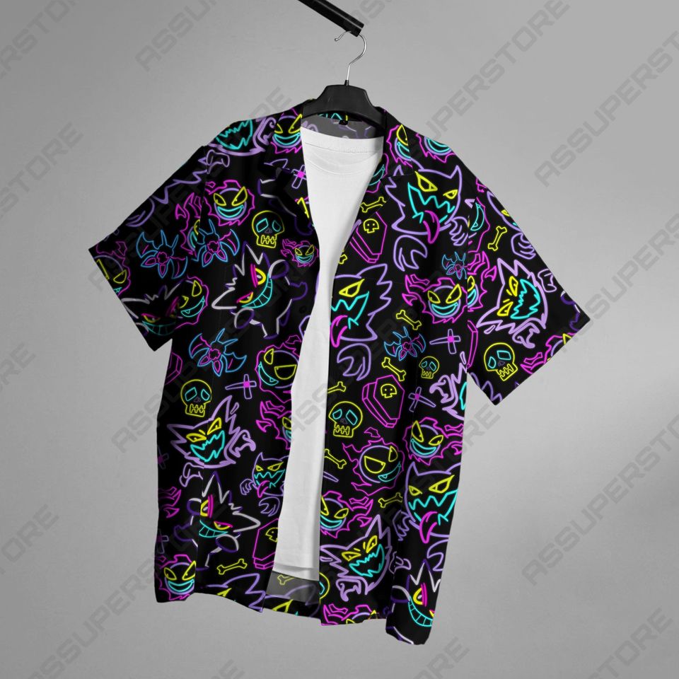 Gengar Pattern Hawaii Shirt, Tropical Beach Hawaii Shirt