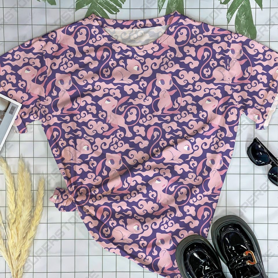 Mew Kawaii Design Tshirt Mew Pink Funny Tshirt Anime Lover Graphic Tees