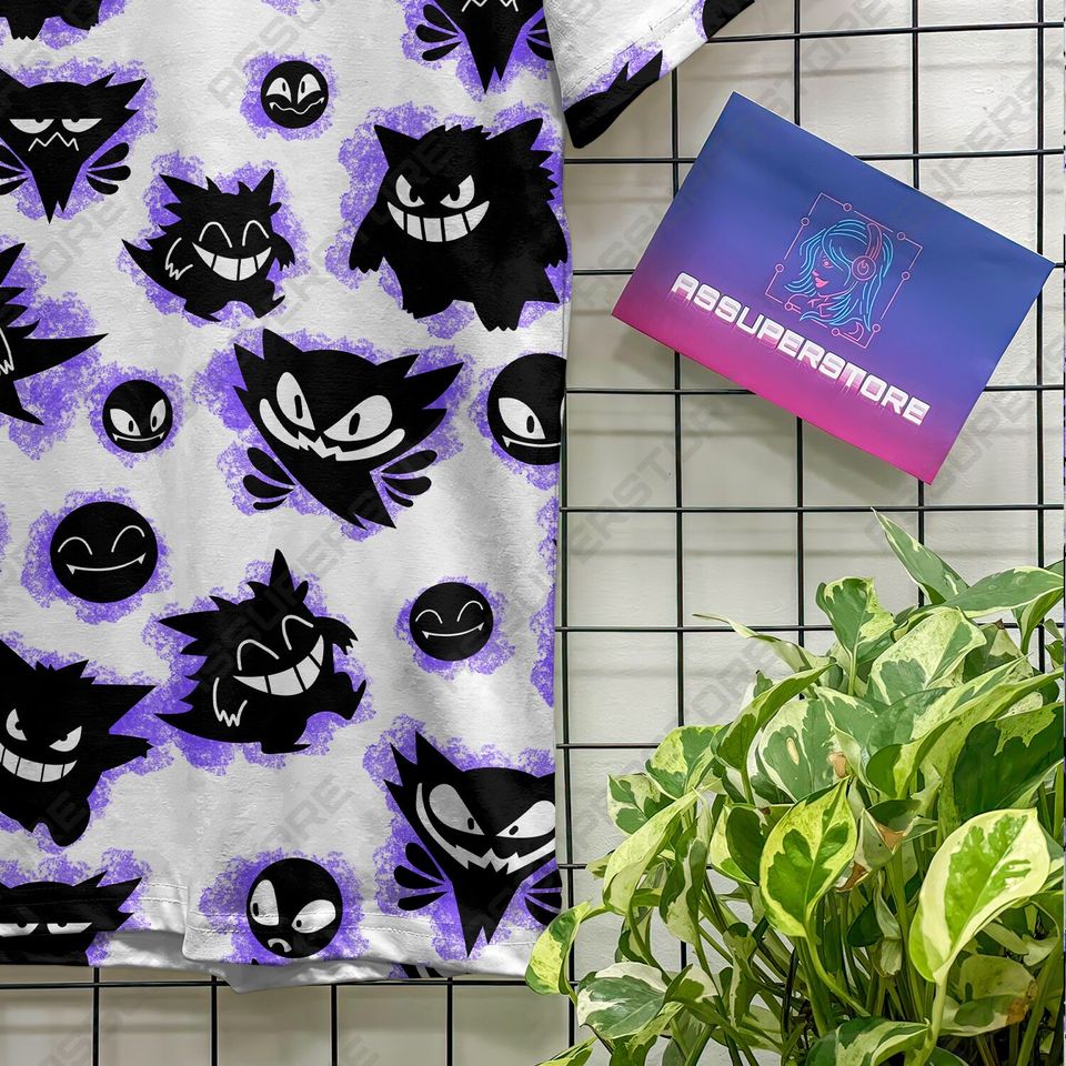 Mega Gengar Funny Tshirt Gengar Ghost Design Tshirt Dark Anime Shirt