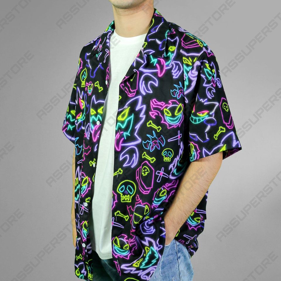 Gengar Pattern Hawaii Shirt, Tropical Beach Hawaii Shirt