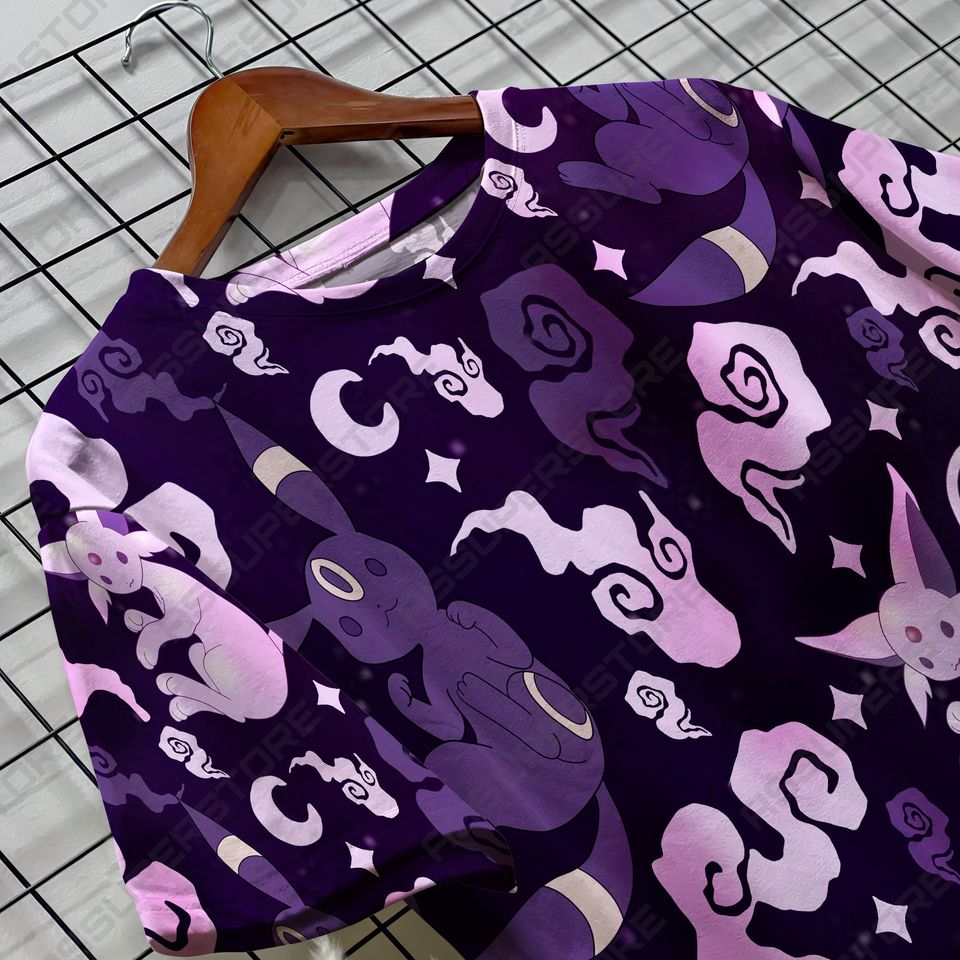Espeon Umbreon Funny T-shirt Eevee Evolution Purple Design T-shirt