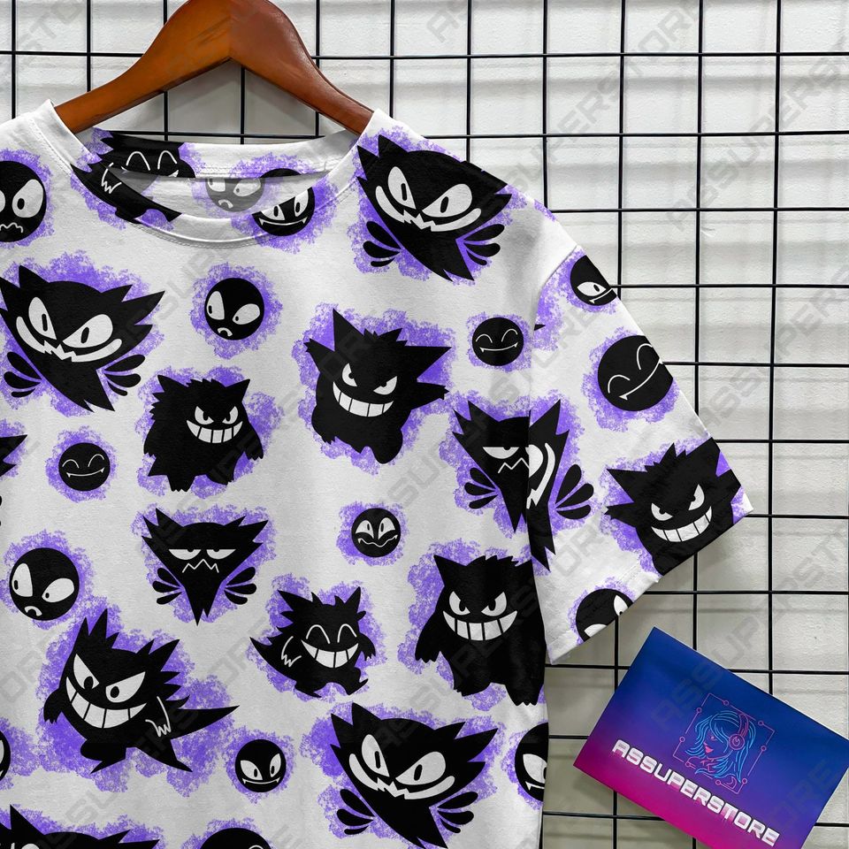 Mega Gengar Funny Tshirt Gengar Ghost Design Tshirt Dark Anime Shirt