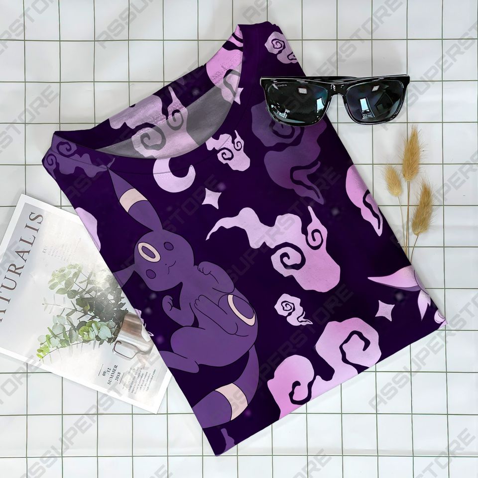 Espeon Umbreon Funny T-shirt Eevee Evolution Purple Design T-shirt