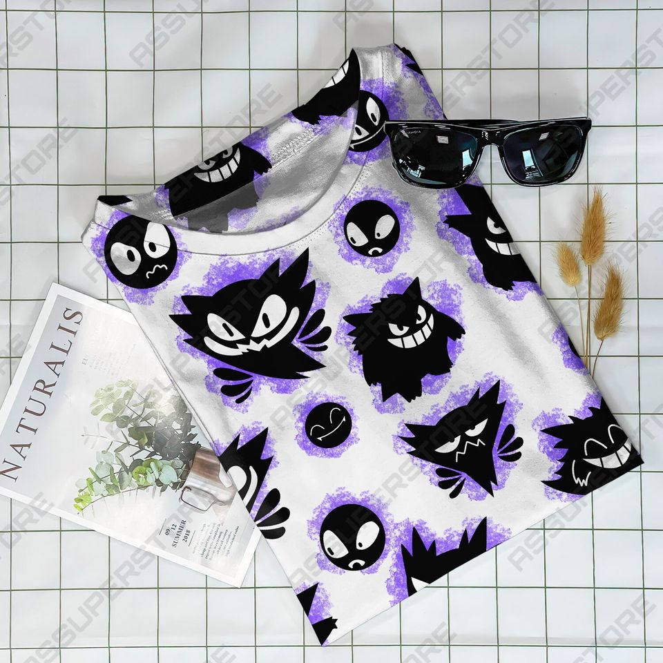 Mega Gengar Funny Tshirt Gengar Ghost Design Tshirt Dark Anime Shirt