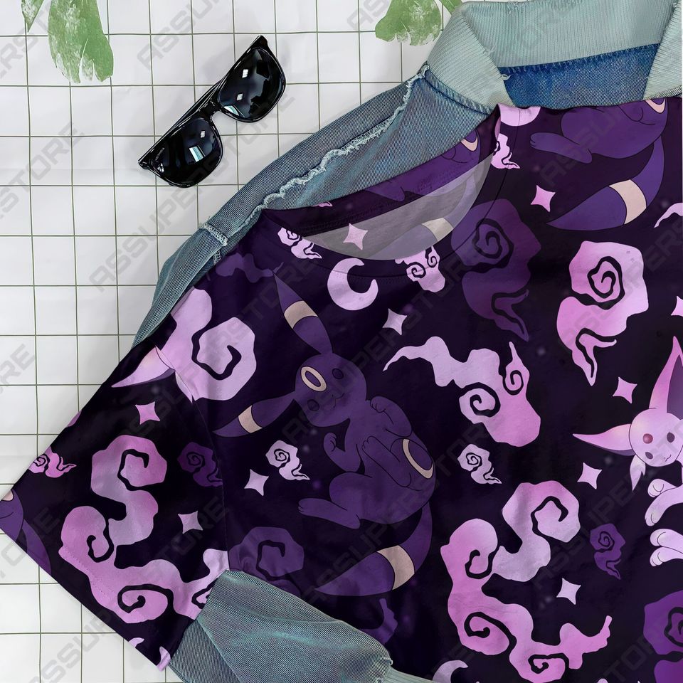 Espeon Umbreon Funny T-shirt Eevee Evolution Purple Design T-shirt