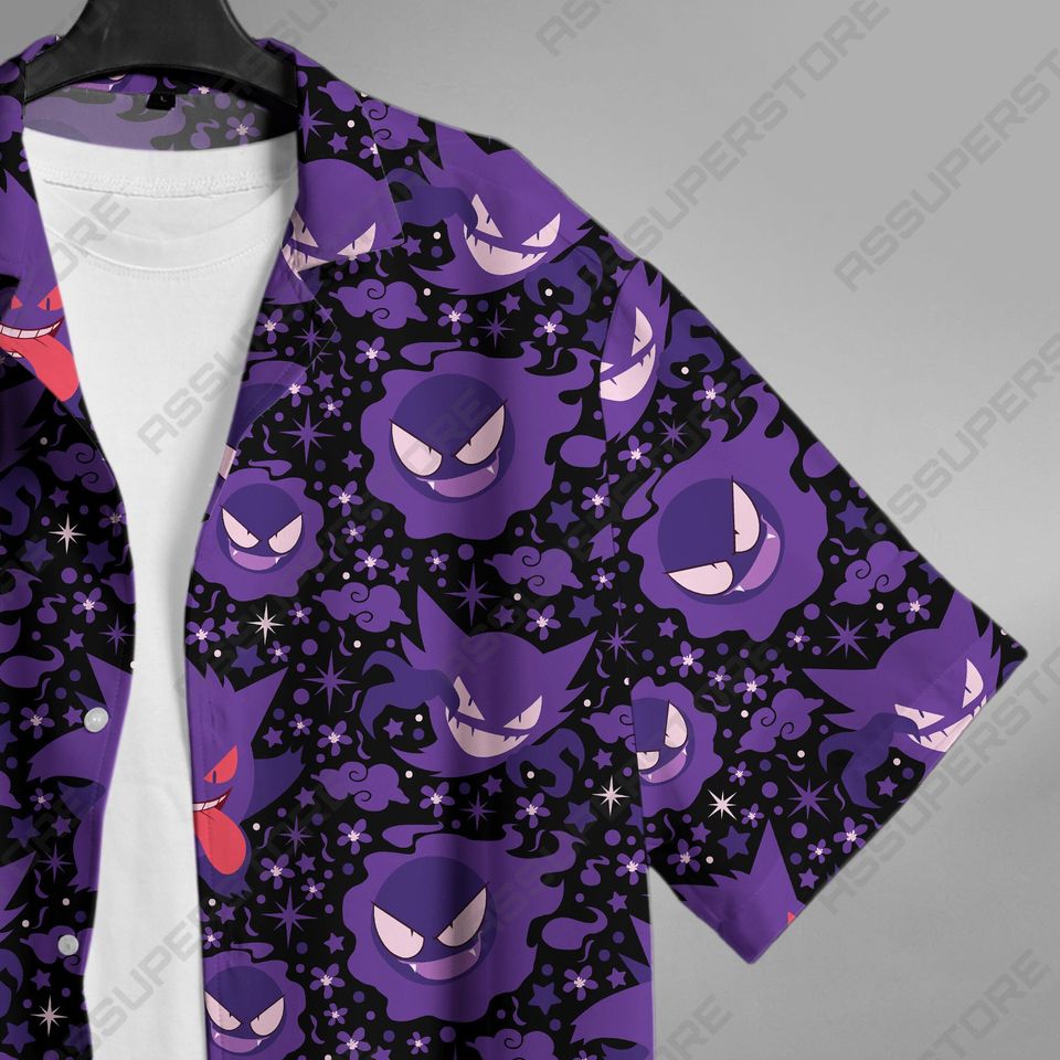 Gengar Pattern Hawaii Shirt, Tropical Beach Hawaii Shirt