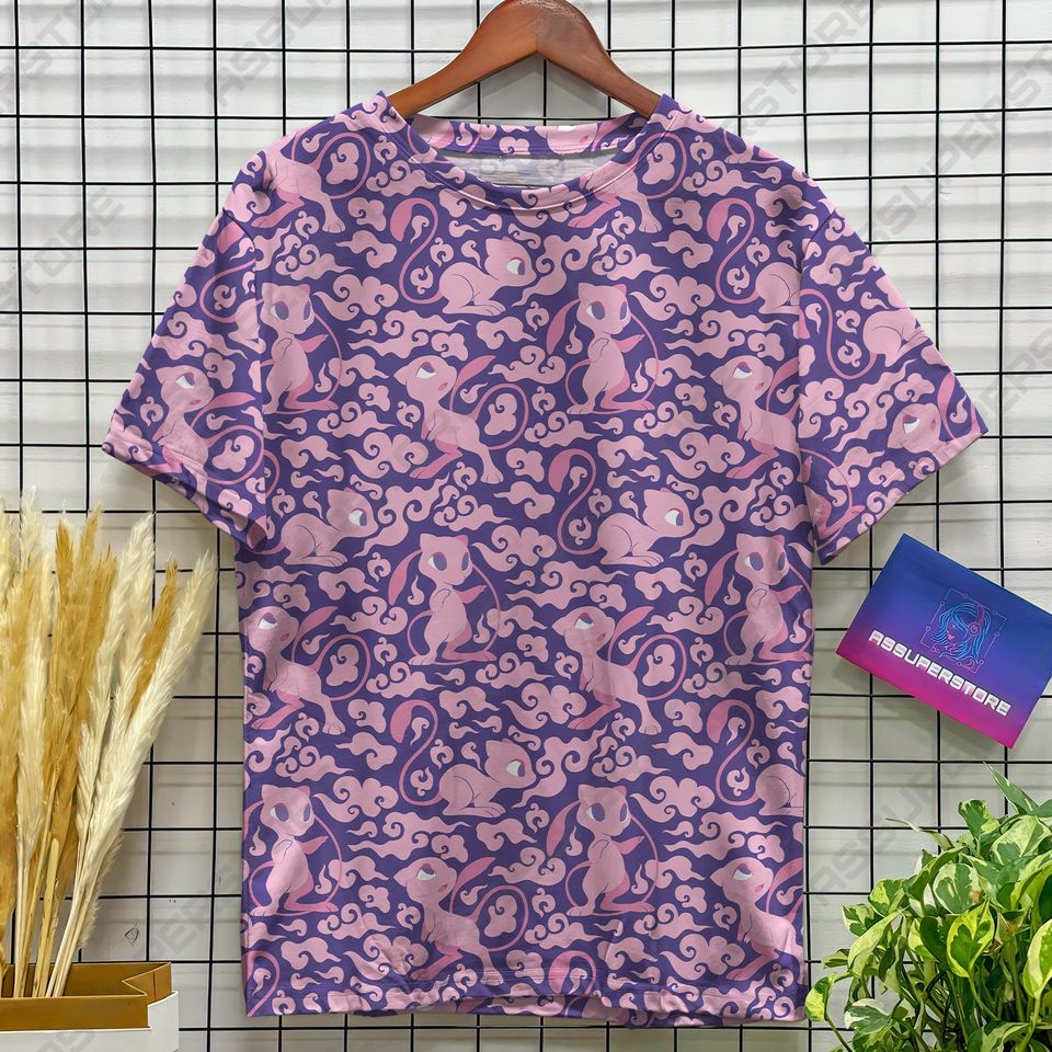 Mew Kawaii Design Tshirt Mew Pink Funny Tshirt Anime Lover Graphic Tees