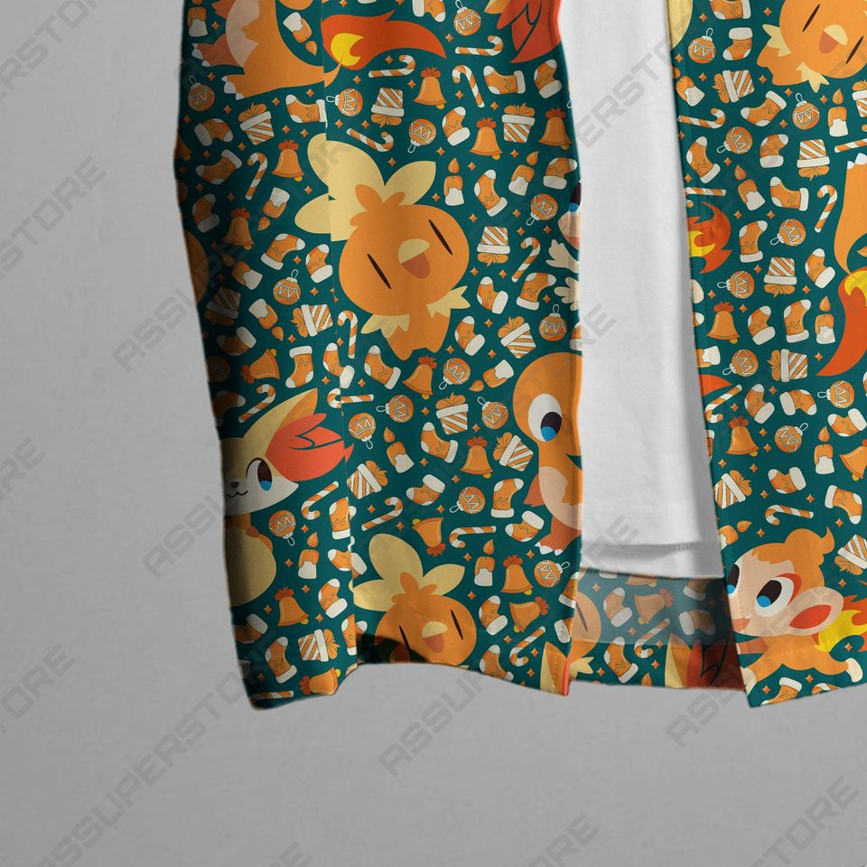 Charmander Hawaiian Button Up Shirt,  Fire Charmander Shirt Gift