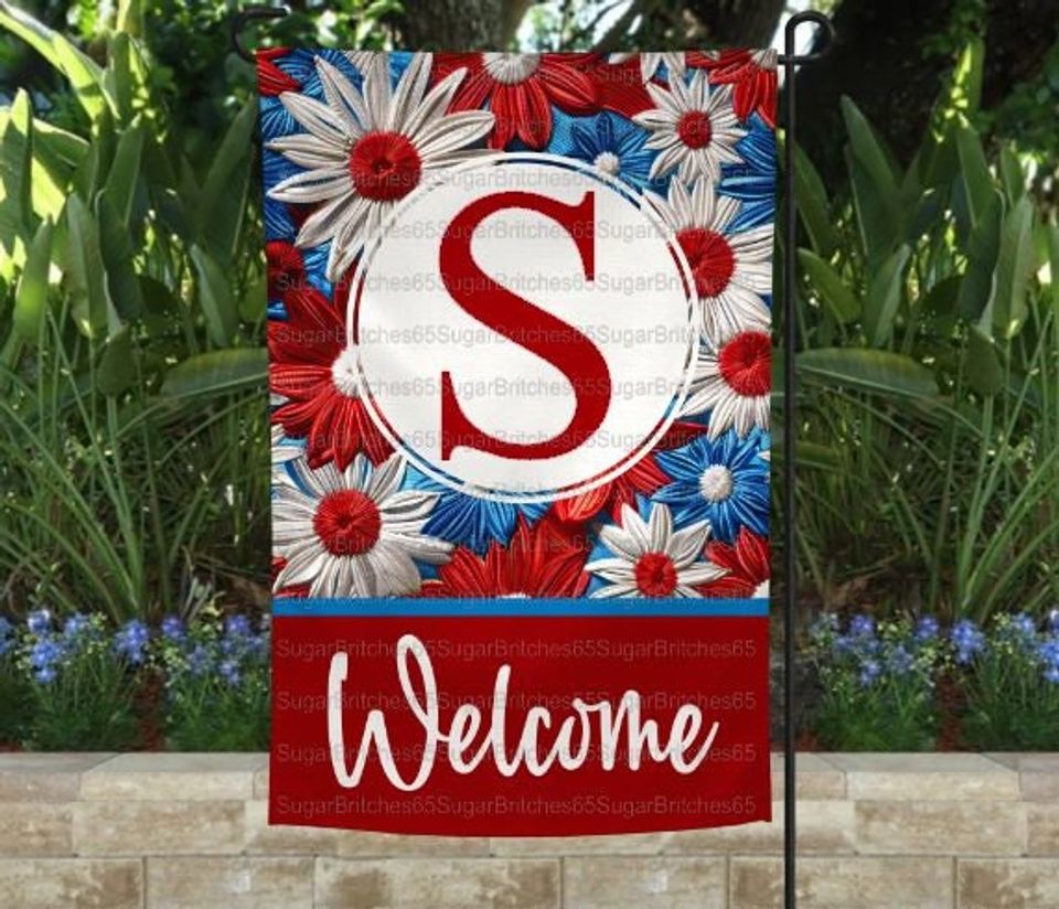Patriotic Garden Flag, Monogram Garden Flag