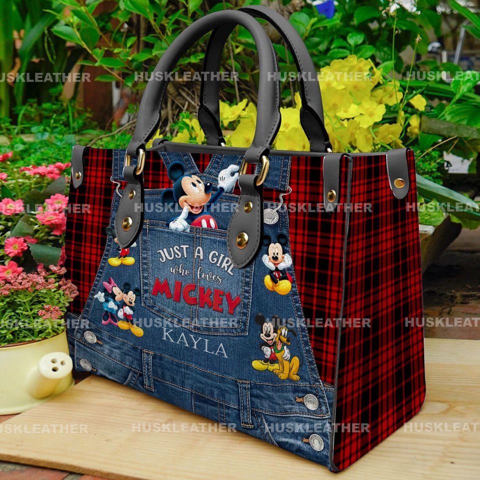 Personalized Mickey Mouse Handbag - "Just a Girl Who Loves Mickey Mouse" PU Leather Bag