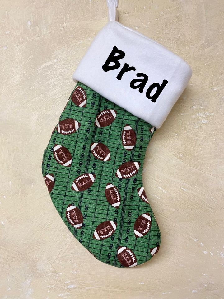 Football Personalized Flannel/Fleece Christmas stocking