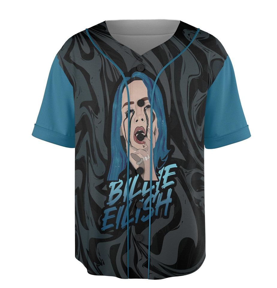 Crying Billie Eilish Fan Art Baseball Jersey