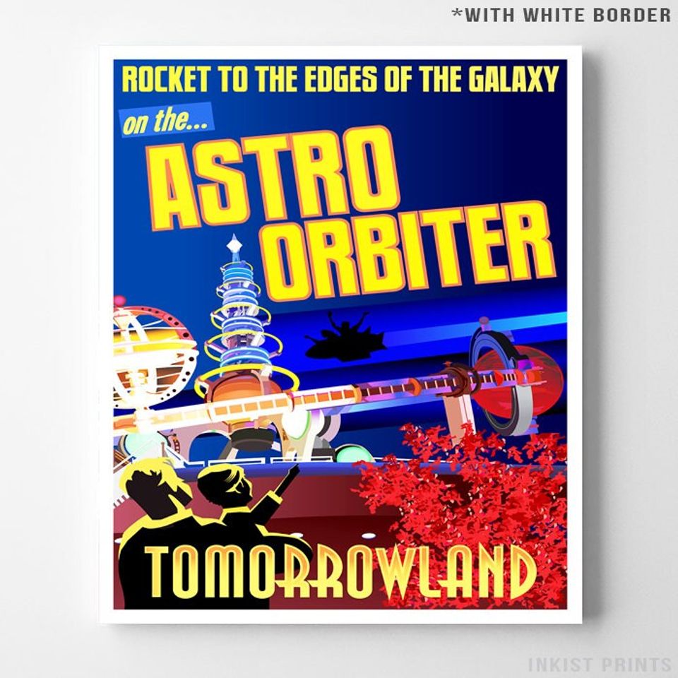Disneyland Poster, Vintage Astro Orbiter, Tomorrowland, Attraction Poster